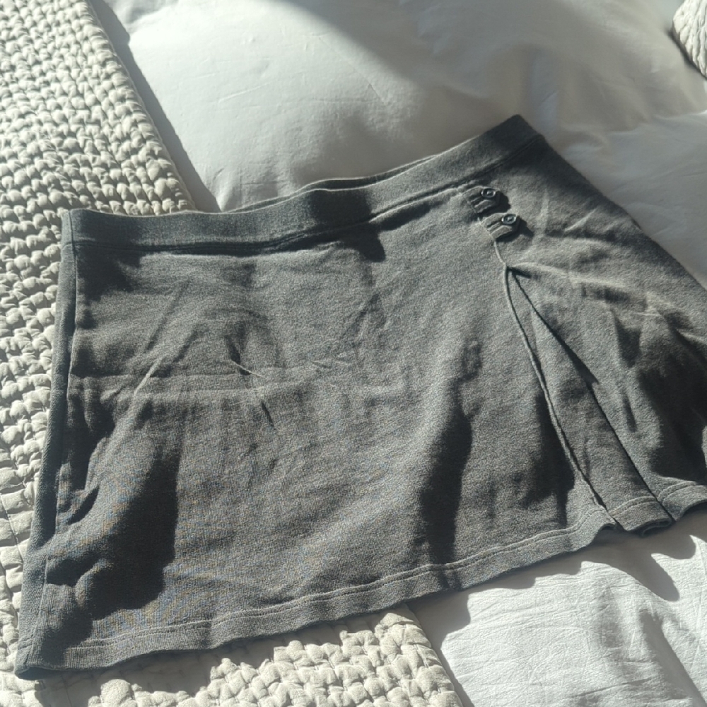 Lands' End Charcoal Mini Skirt with Buckle Detail